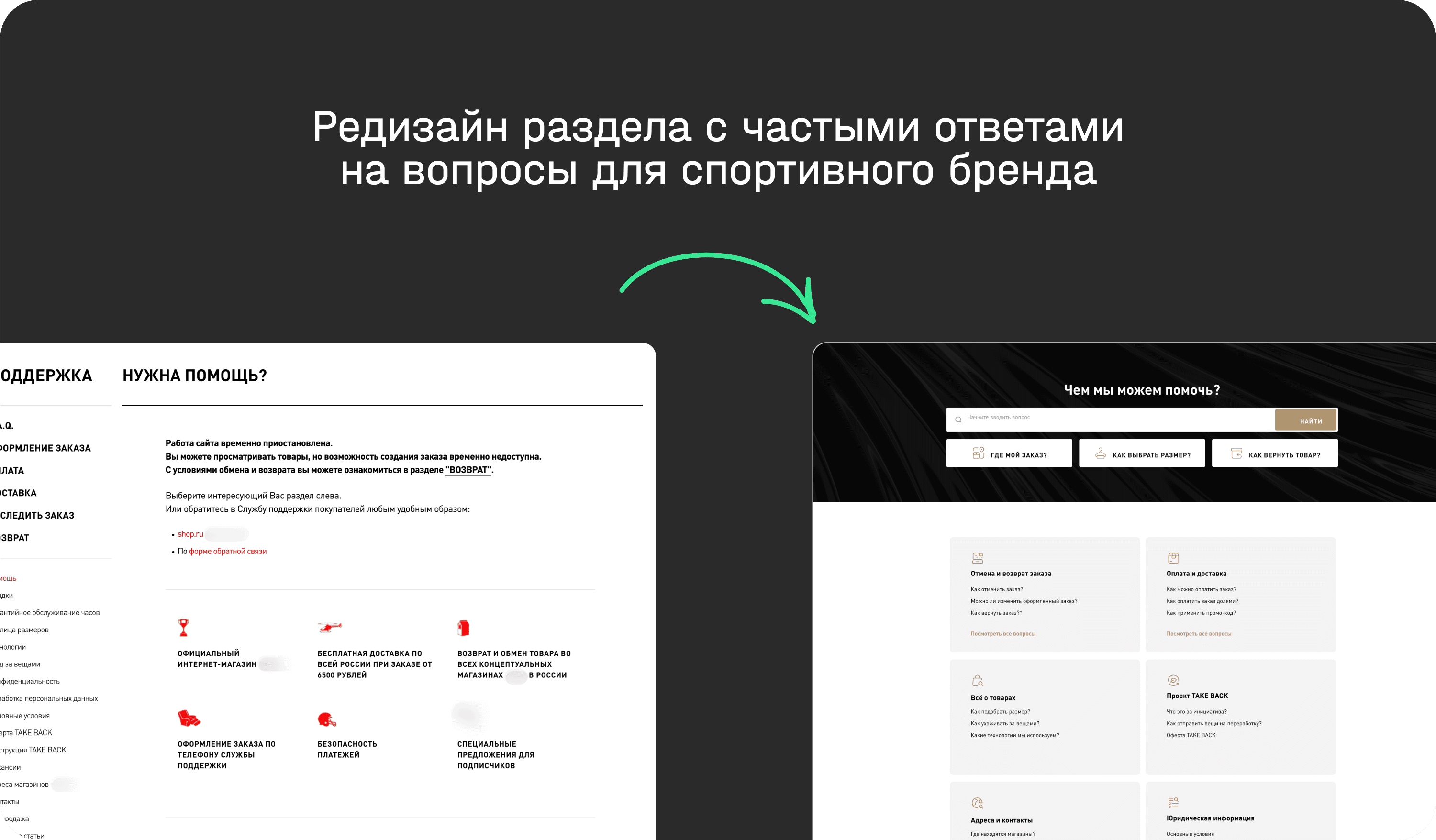 Обложка проекта FAQ спортивного бренда